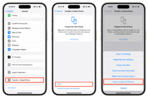 Reset Location & Privacy Settings