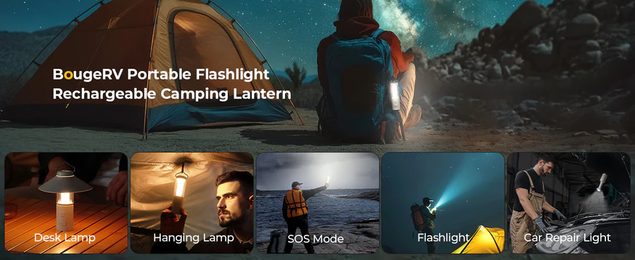 Brighten Your Campsite: Best Camping Tent & Sensor Lights by BougeRV for Every Adventure