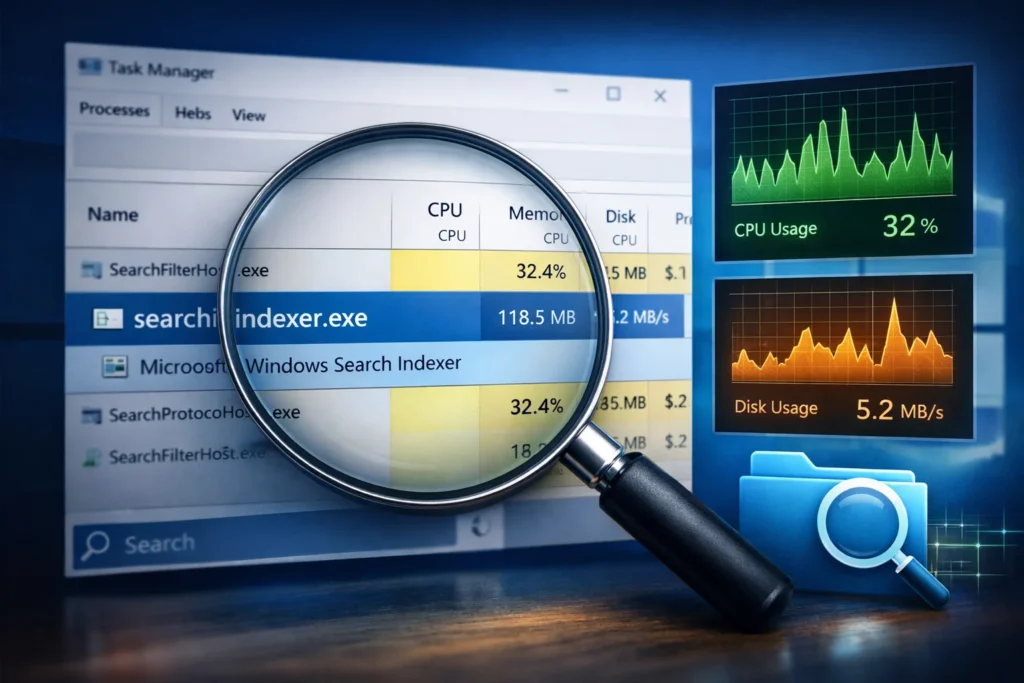 searchindexer.exe: What It Is, Why It Runs, High CPU Issues, Safety Check & Complete Windows Search Guide